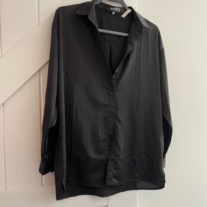 Missguided Black satin Button down